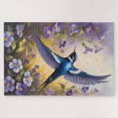 Flying Swallow Field van Violet Bloemen Legpuzzel (Horizontaal)