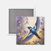 Flying Swallow Field van Violet Bloemen Magneet (Voorkant / Achterkant)