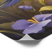 Flying Swallow Field van Violet Bloemen Poster (Hoek)