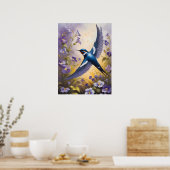 Flying Swallow Field van Violet Bloemen Poster (Keuken)