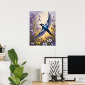 Flying Swallow Field van Violet Bloemen Poster (Thuiskantoor)