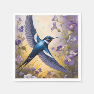 Flying Swallow Field van Violet Bloemen Servet