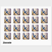 Flying Swallow Field van Violet Bloemen Vierkante Sticker (Vel)