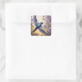 Flying Swallow Field van Violet Bloemen Vierkante Sticker (Tas)