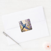 Flying Swallow Field van Violet Bloemen Vierkante Sticker (Envelop)
