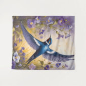 Flying Swallow Field van Violet Bloemen Wandkleed (Voorkant (horizontaal))