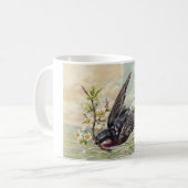 Flying swallow with flower twig koffiemok (Voorkant links)