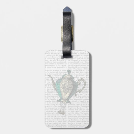 Flying Teapot 1 Green and Yellow Bagagelabel (Achterkant verticaal)