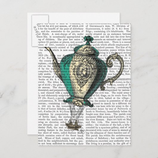 Flying Teapot 1 Green and Yellow Briefkaart (Voorkant / Achterkant)