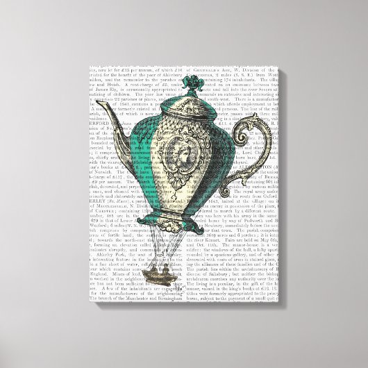 Flying Teapot 1 Green and Yellow Canvas Afdruk (Voorkant)