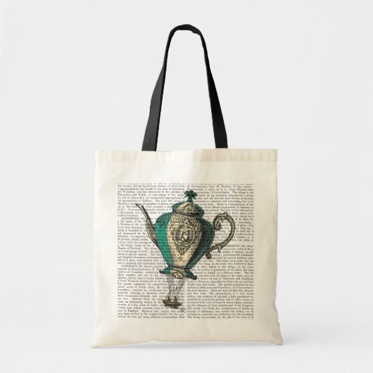 Flying Teapot 1 Green and Yellow Tote Bag (Voorkant)