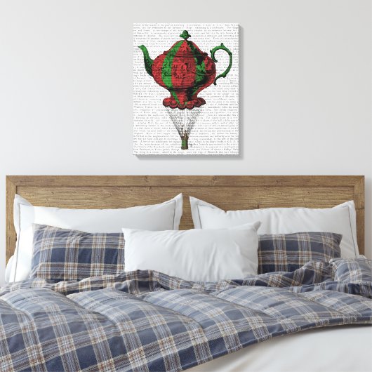 Flying Teapot 2 Red en Green 3 Canvas Afdruk (Insitu (Slaapkamer))