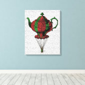 Flying Teapot 2 Red en Green 3 Canvas Afdruk (Insitu (Houten vloer))