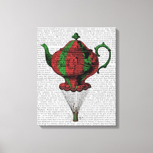 Flying Teapot 2 Red en Green 3 Canvas Afdruk (Voorkant)