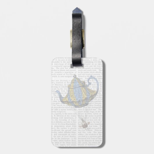 Flying Teapot 3 Blue and Yellow Bagagelabel (Achterkant verticaal)