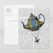 Flying Teapot 3 Blue and Yellow Briefkaart (Voorkant / Achterkant)