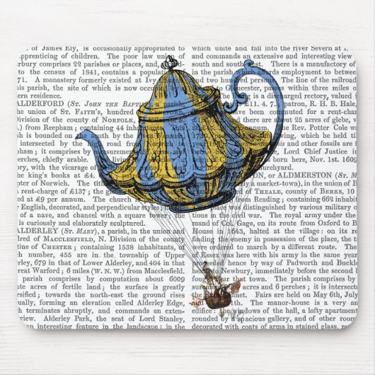 Flying Teapot 3 Blue and Yellow Muismat (Voorkant)