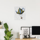 Flying Teapot 3 Blue and Yellow Poster (Thuiskantoor)