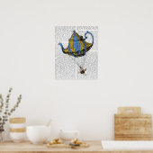 Flying Teapot 3 Blue and Yellow Poster (Keuken)