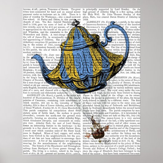 Flying Teapot 3 Blue and Yellow Poster (Voorkant)