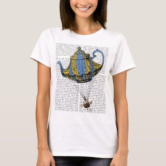 Flying Teapot 3 Blue and Yellow T-shirt (Voorkant)