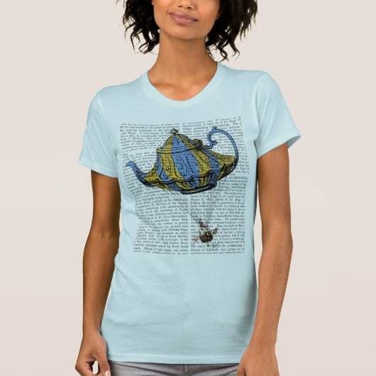 Flying Teapot 3 Blue and Yellow T-shirt (Voorkant)