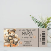 Flying Teddy Bear Baby shower Ticket Party Kaart (Staand voorkant)