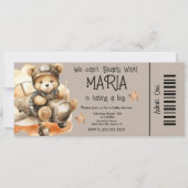 Flying Teddy Bear Baby shower Ticket Party Kaart (Voorkant)
