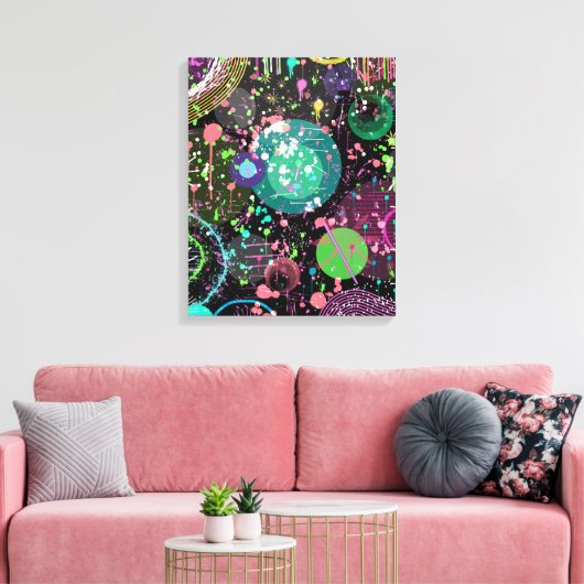 Flying Through Space: A Maximalist Abstract Canvas Afdruk (Insitu (Woonkamer))