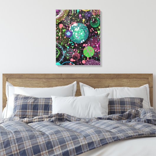 Flying Through Space: A Maximalist Abstract  Canvas Afdruk (Insitu (Slaapkamer))