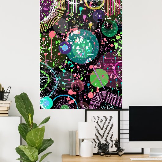Flying Through Space: A Maximalist Abstract  Poster (Thuiskantoor)