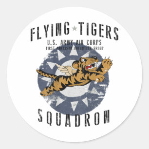 Flying Tigers Squadron WWII  InsigniaBACK P Ronde Sticker