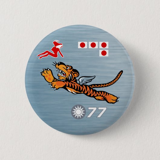 Flying Tigers WWII Nose Art Ronde Button 5,7 Cm (Voorkant)