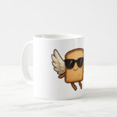 Flying Toast with Wings Cute Cartoon Illustration Koffiemok (Voorkant links)