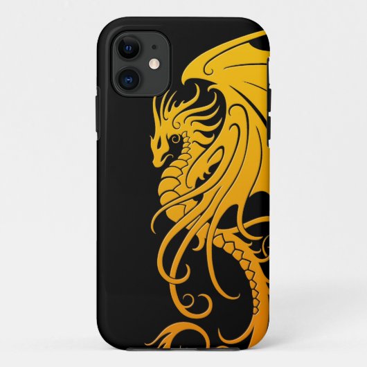 Flying Tribal Dragon - geel op zwart Case-Mate iPhone Case (Achterkant)
