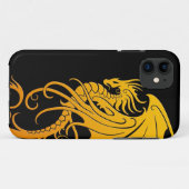 Flying Tribal Dragon - geel op zwart Case-Mate iPhone Case (Achterkant (horizontaal))