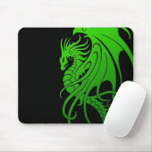 Flying Tribal Dragon - groen op zwart Muismat (Met muis)