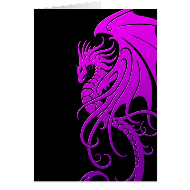 Flying Tribal Dragon - paars op zwart (Voorkant)