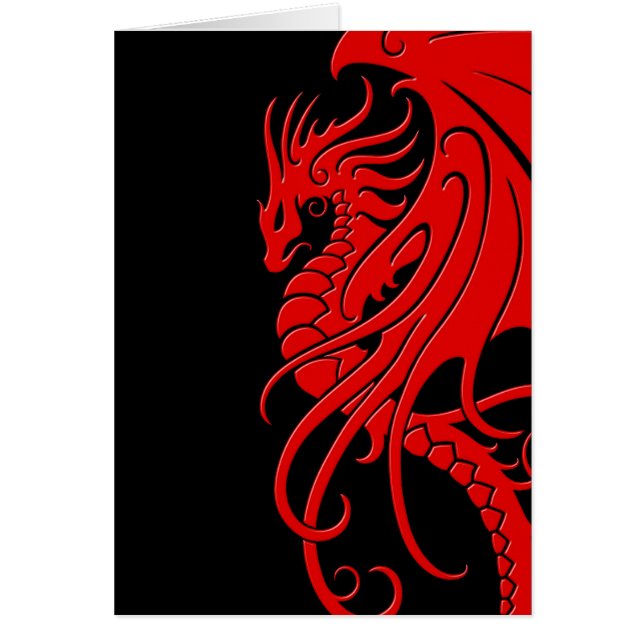 Flying Tribal Dragon - rood op zwart (Voorkant)