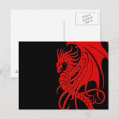 Flying Tribal Dragon - rood op zwart Briefkaart (Voorkant / Achterkant)