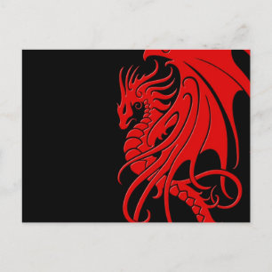Flying Tribal Dragon - rood op zwart Briefkaart