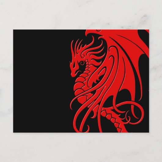 Flying Tribal Dragon - rood op zwart Briefkaart (Voorkant)