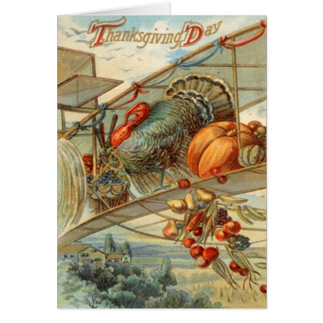 Flying Turkey Airplane Pumpkin Apple Pear Corn (Voorkant)