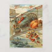 Flying Turkey Airplane Pumpkin Apple Pear Corn Briefkaart (Voorkant)
