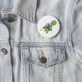 Flying Turtle with a Jetpack Ronde Button 5,7 Cm (In situ)