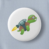 Flying Turtle with a Jetpack Ronde Button 5,7 Cm