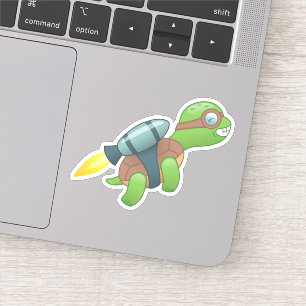 Flying Turtle with a Jetpack Sticker