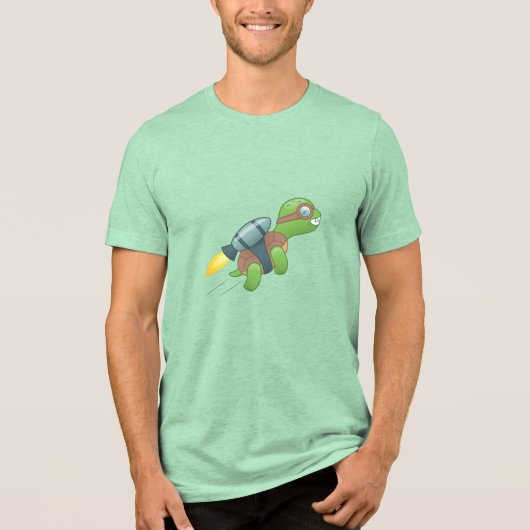 Flying Turtle with a Jetpack Tri-Blend Shirt (Voorkant)