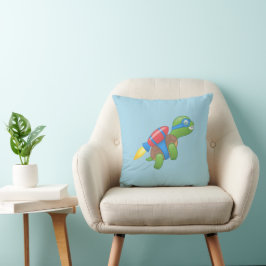 Flying Turtle with a Red Jetpack Blue Sierkussen