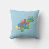 Flying Turtle with a Red Jetpack Blue Sierkussen (Voorkant)